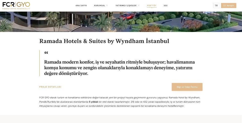 FCR GYO Ramada Hotels proje sayfası